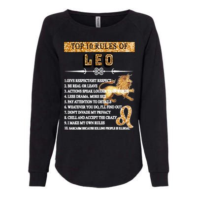 Leo Zodiac Top 10 Rules Of Leo Womens California Wash Sweatshirt