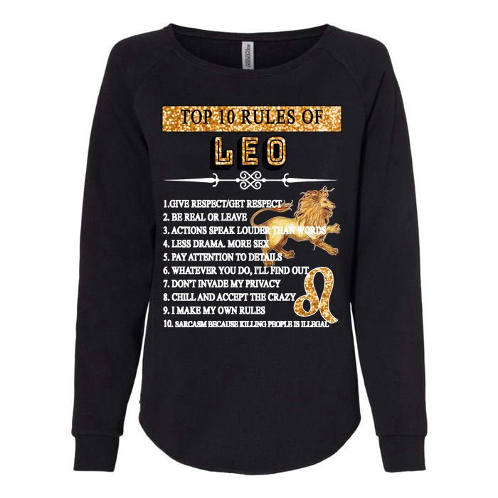 Leo Zodiac Top 10 Rules Of Leo Womens California Wash Sweatshirt