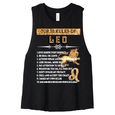 Leo Zodiac Top 10 Rules Of Leo Women's Racerback Cropped Tank