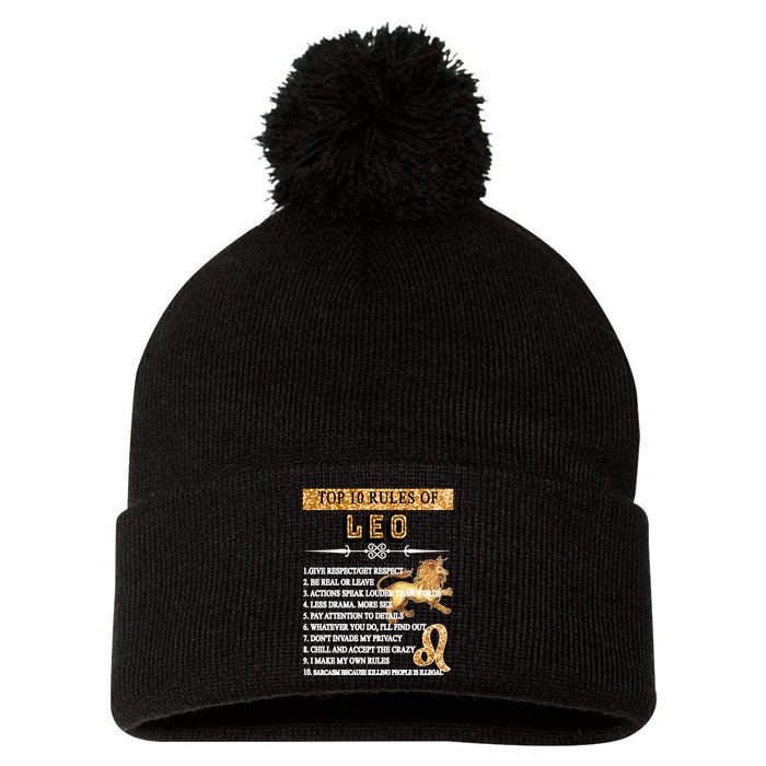 Leo Zodiac Top 10 Rules Of Leo Pom Pom 12in Knit Beanie