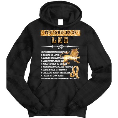 Leo Zodiac Top 10 Rules Of Leo Tie Dye Hoodie