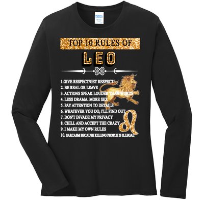 Leo Zodiac Top 10 Rules Of Leo Ladies Long Sleeve Shirt