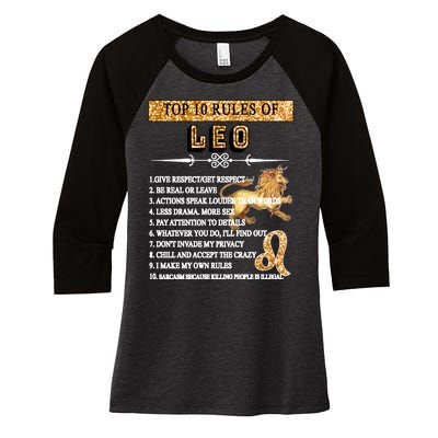 Leo Zodiac Top 10 Rules Of Leo Women's Tri-Blend 3/4-Sleeve Raglan Shirt