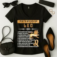 Leo Zodiac Top 10 Rules Of Leo Women's V-Neck T-Shirt
