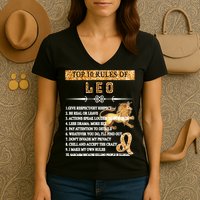 Leo Zodiac Top 10 Rules Of Leo Women's V-Neck T-Shirt