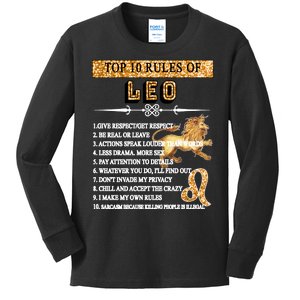 Leo Zodiac Top 10 Rules Of Leo Kids Long Sleeve Shirt