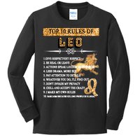 Leo Zodiac Top 10 Rules Of Leo Kids Long Sleeve Shirt