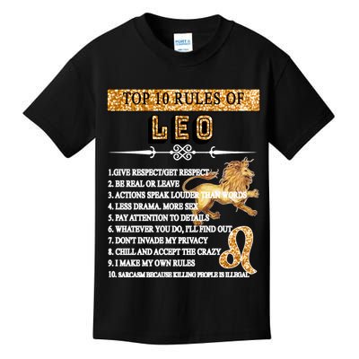 Leo Zodiac Top 10 Rules Of Leo Kids T-Shirt