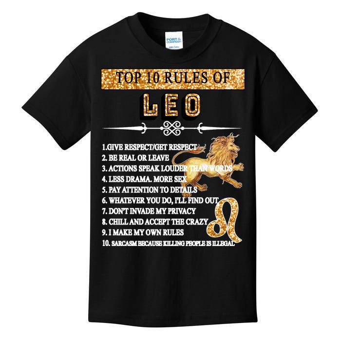 Leo Zodiac Top 10 Rules Of Leo Kids T-Shirt