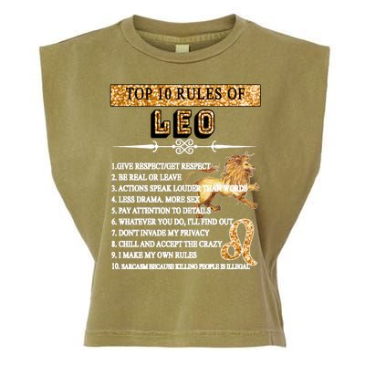 Leo Zodiac Top 10 Rules Of Leo Garment-Dyed Women's Muscle Tee