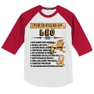 Leo Zodiac Top 10 Rules Of Leo Kids Colorblock Raglan Jersey