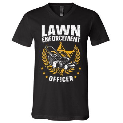 Lawn Enforcement Officer for a Lawn Care Lawn Mowing Fan V-Neck T-Shirt