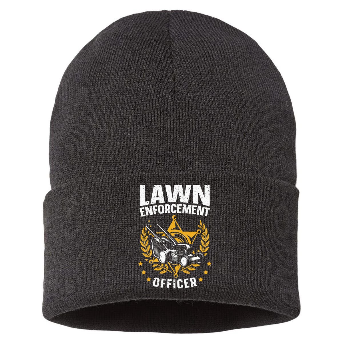 Lawn Enforcement Officer for a Lawn Care Lawn Mowing Fan Sustainable Knit Beanie