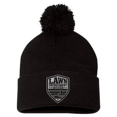 Lawn Enforcement Officer Dad Lawn Mowing Pom Pom 12in Knit Beanie