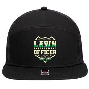 Lawn Enforcement Officer Lawn Care 7 Panel Mesh Trucker Snapback Hat