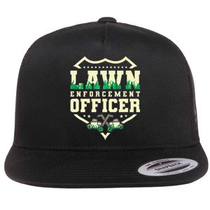 Lawn Enforcement Officer Lawn Care Flat Bill Trucker Hat