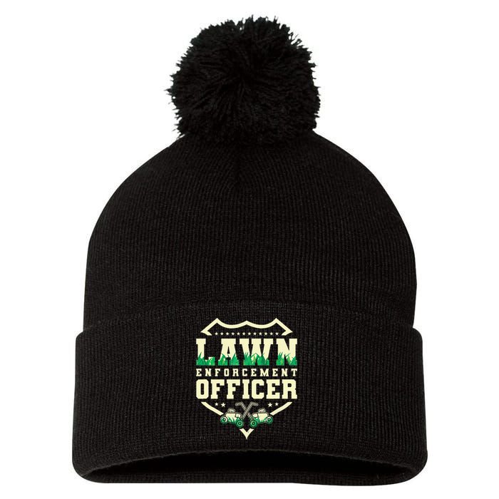 Lawn Enforcement Officer Lawn Care Pom Pom 12in Knit Beanie