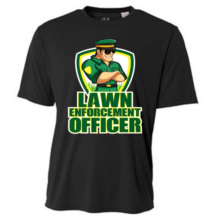 Lawn Enforcement Officer Grass Mowing Dad Fathers Day Gift Cooling Performance Crew T-Shirt