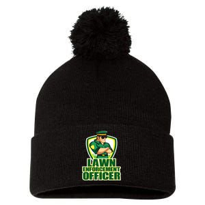 Lawn Enforcement Officer Grass Mowing Dad Fathers Day Gift Pom Pom 12in Knit Beanie