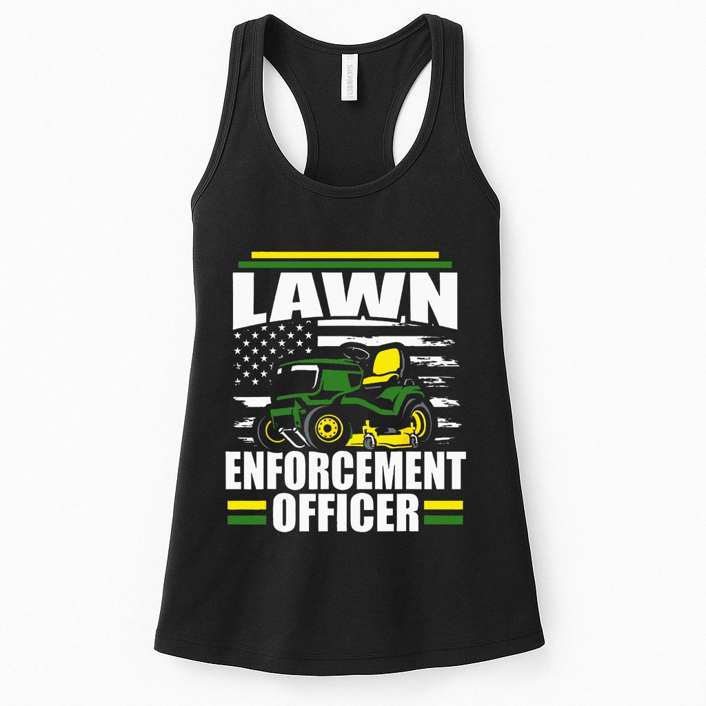 Lawn Enforcement Officer Funny Mower American Flag Fathers Womens Tank Top