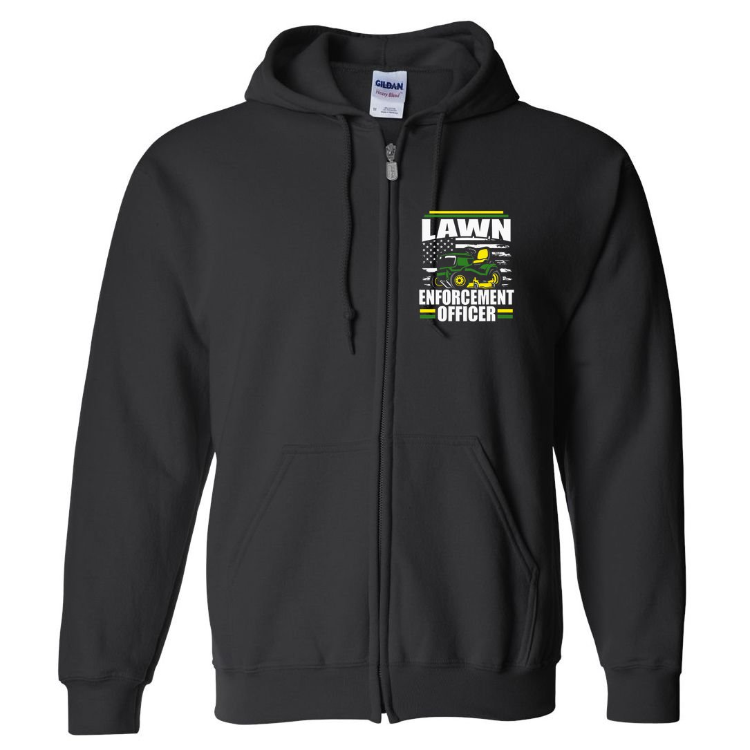 Lawn Enforcement Officer Funny Mower American Flag Fathers Full Zip Hoodie