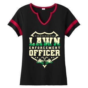 Lawn Enforcement Officer Lawn Care Ladies Halftime Notch Neck Tee