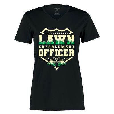 Lawn Enforcement Officer Lawn Care Women's Momentum V-Neck T-Shirt