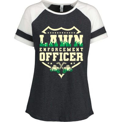 Lawn Enforcement Officer Lawn Care Enza Ladies Jersey Colorblock Tee