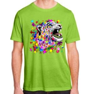 Leopard Cat Psychedelic Paint Splats Adult ChromaSoft Performance T-Shirt