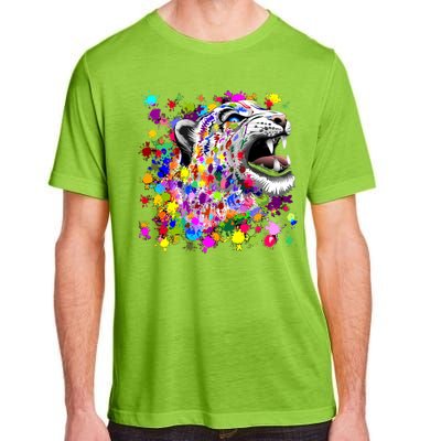 Leopard Cat Psychedelic Paint Splats Adult ChromaSoft Performance T-Shirt