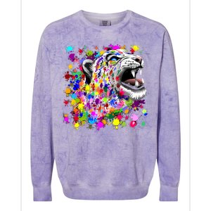 Leopard Cat Psychedelic Paint Splats Colorblast Crewneck Sweatshirt