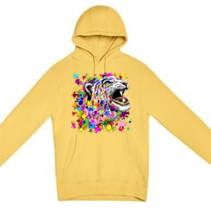 Leopard Cat Psychedelic Paint Splats Premium Pullover Hoodie