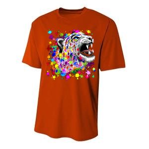 Leopard Cat Psychedelic Paint Splats Performance Sprint T-Shirt