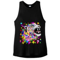 Leopard Cat Psychedelic Paint Splats Ladies PosiCharge Tri-Blend Wicking Tank
