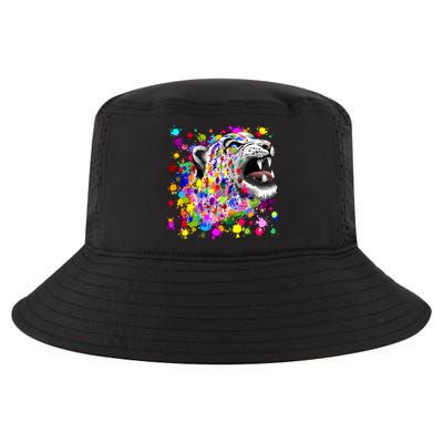 Leopard Cat Psychedelic Paint Splats Cool Comfort Performance Bucket Hat