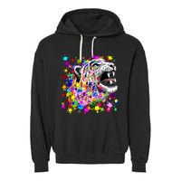 Leopard Cat Psychedelic Paint Splats Garment-Dyed Fleece Hoodie