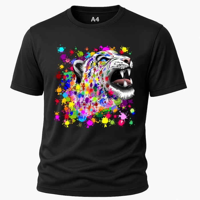 Leopard Cat Psychedelic Paint Splats Performance Shirt