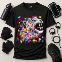 Leopard Cat Psychedelic Paint Splats Performance Shirt
