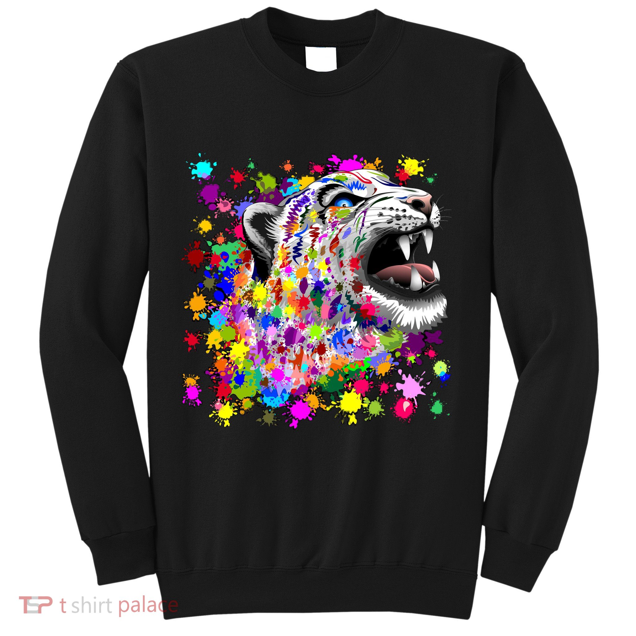 Leopard Cat Psychedelic Paint Splats Sweatshirt