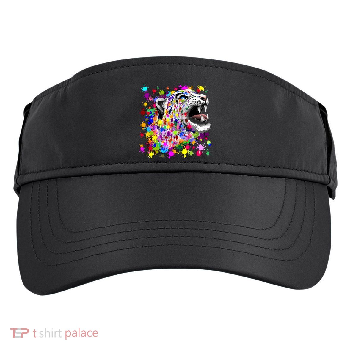 Leopard Cat Psychedelic Paint Splats Adult Drive Performance Visor