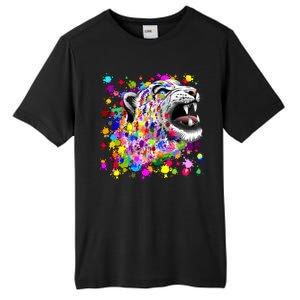 Leopard Cat Psychedelic Paint Splats Tall Fusion ChromaSoft Performance T-Shirt