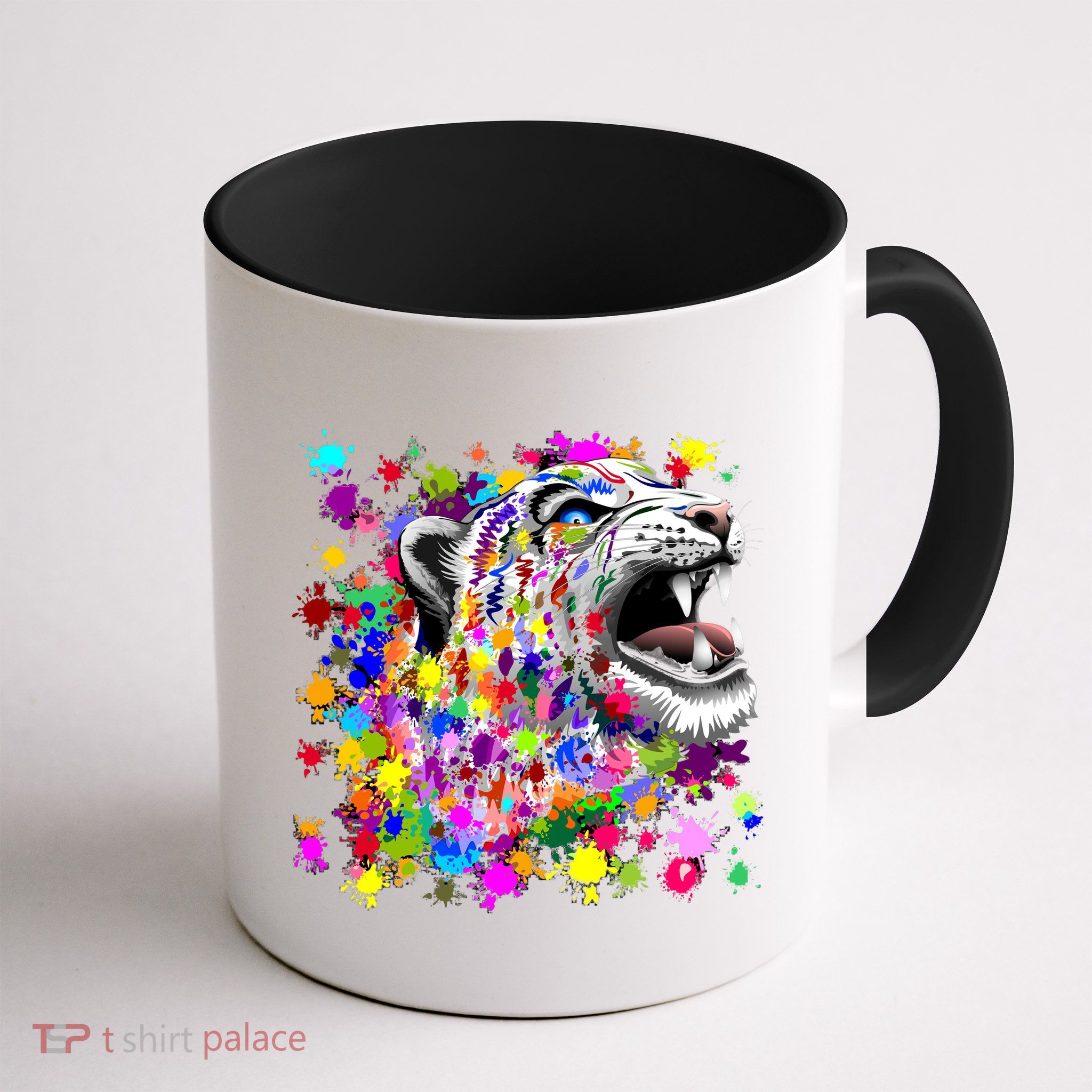 Leopard Cat Psychedelic Paint Splats Mug