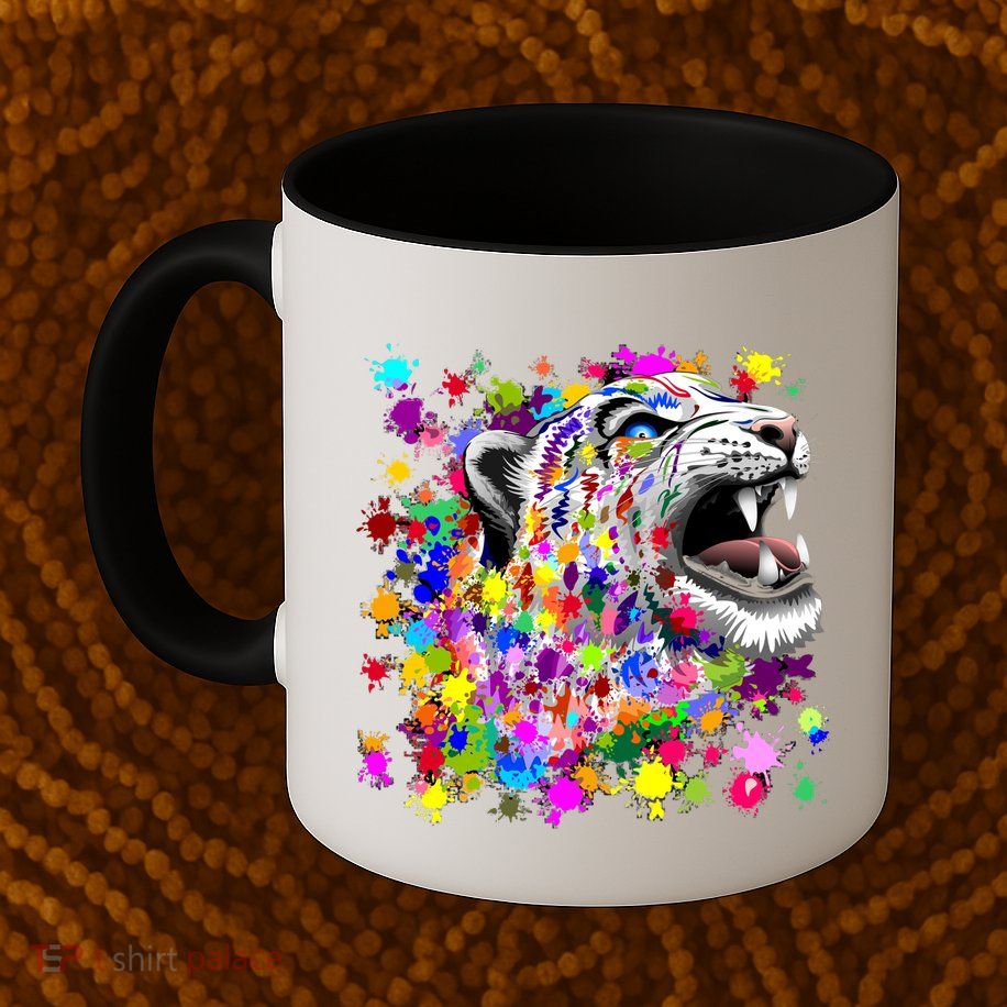 Leopard Cat Psychedelic Paint Splats Mug
