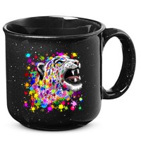 Leopard Cat Psychedelic Paint Splats 15oz Campfire Ceramic Mug