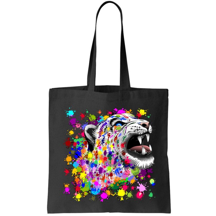 Leopard Cat Psychedelic Paint Splats Bag