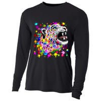 Leopard Cat Psychedelic Paint Splats Cooling Performance Long Sleeve Crew