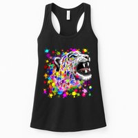 Leopard Cat Psychedelic Paint Splats Womens Tank Top