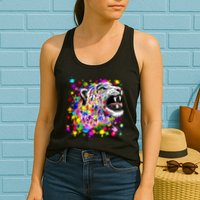 Leopard Cat Psychedelic Paint Splats Womens Tank Top