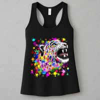 Leopard Cat Psychedelic Paint Splats Womens Tank Top