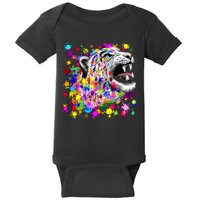 Leopard Cat Psychedelic Paint Splats Baby Bodysuit